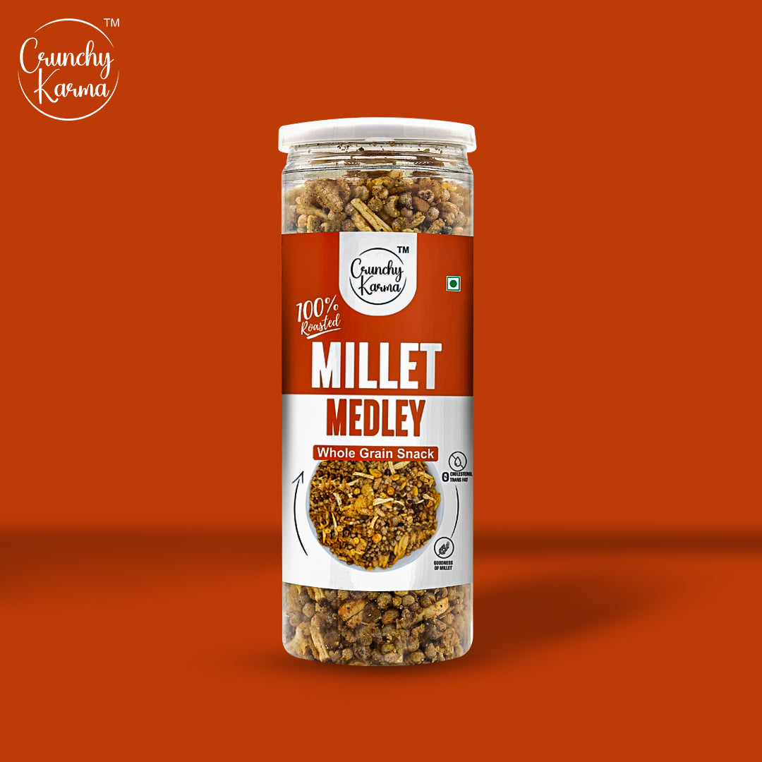 Crunchy Karma Millet Medley – Roasted Snack of Bajra, Peanuts, Lentils & Rice Puffs