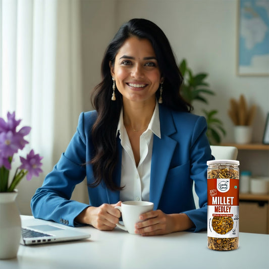 Crunchy Karma Millet Medley – Roasted Snack of Bajra, Peanuts, Lentils & Rice Puffs